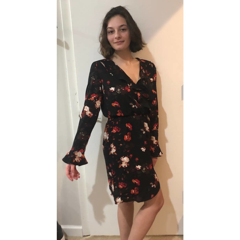 NWT Dex SZ: S/P Black Chiffon Floral Dress